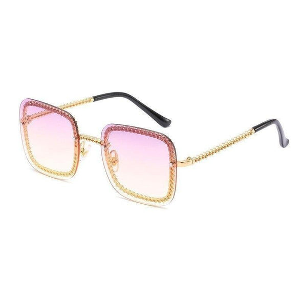 New Fashion Unique Metal Chain Sunglasses Women Brand Designer Vintage Square Sun Glasses Sent With No Chain