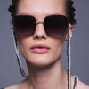 New Fashion Unique Metal Chain Sunglasses Women Brand Designer Vintage Square Sun Glasses Sent With No Chain