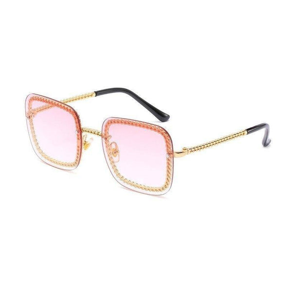 New Fashion Unique Metal Chain Sunglasses Women Brand Designer Vintage Square Sun Glasses Sent With No Chain