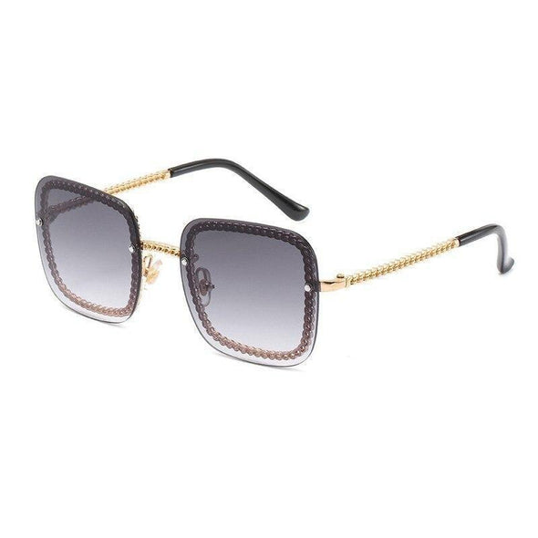 New Fashion Unique Metal Chain Sunglasses Women Brand Designer Vintage Square Sun Glasses Sent With No Chain