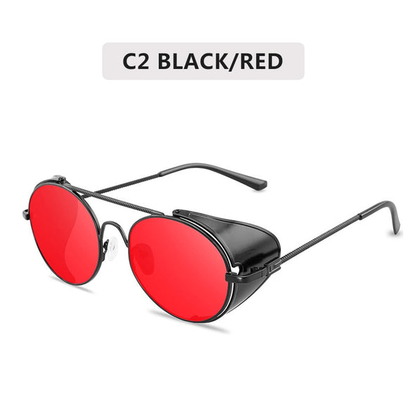 Retro Steampunk Style Sunglasses Men Women Brand Designer  Round Metal Frame Punk Metal Shields Lens Sun Glasses Gafas de Sol