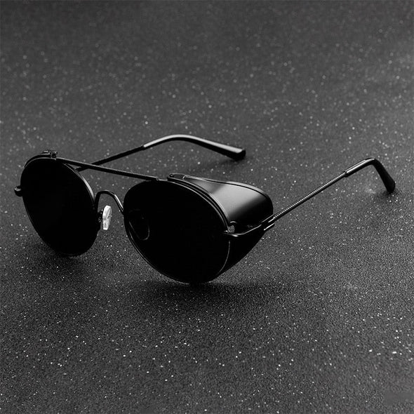Retro Steampunk Style Sunglasses Men Women Brand Designer  Round Metal Frame Punk Metal Shields Lens Sun Glasses Gafas de Sol