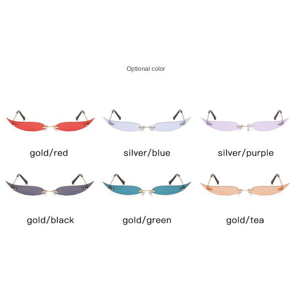 Sunglasses Rimless Leaves Luxury Sunglasses Men Women Fashion Shades UV400 Vintage Glasses