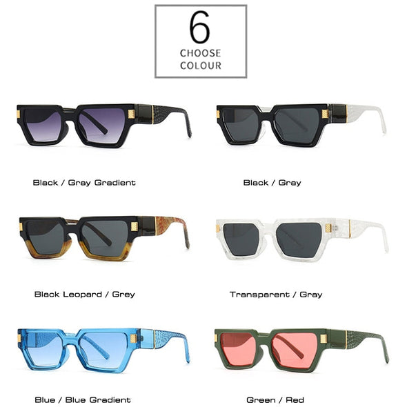 Fashion Square Sunglasses Women Retro Rivets Decoration Brand Designer Men Gradient Sun Glasses Shades
