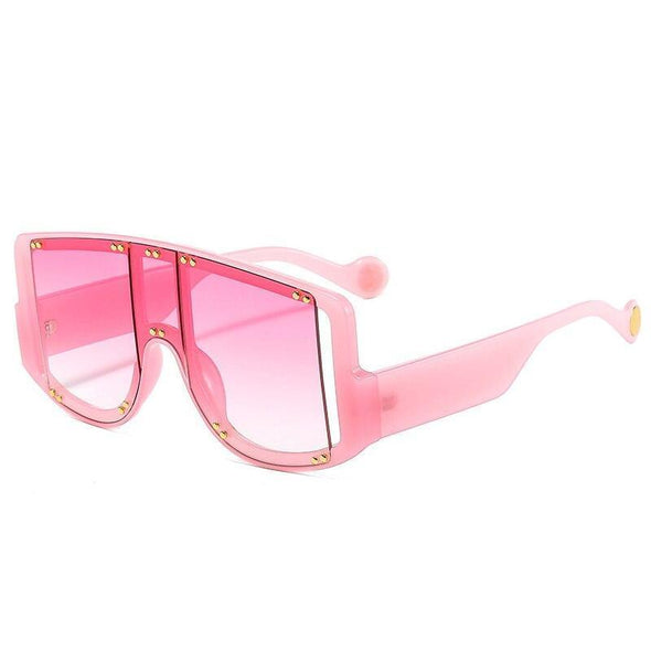 Retro Oversized Square Women Sunglasses Brand Designer Fashion Gradient One Piece Rivets Sun Glasses Men Shades UV400