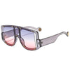 Retro Oversized Square Women Sunglasses Brand Designer Fashion Gradient One Piece Rivets Sun Glasses Men Shades UV400