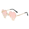 Fashion Unique Love Heart Tear Shape Sunglasses Women Colorful Rimless Eyewear Vintage Clear Ocean Lens Female Sun Glasses