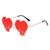 Fashion Unique Love Heart Tear Shape Sunglasses Women Colorful Rimless Eyewear Vintage Clear Ocean Lens Female Sun Glasses
