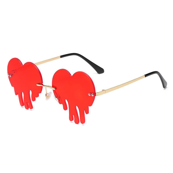 Fashion Unique Love Heart Tear Shape Sunglasses Women Colorful Rimless Eyewear Vintage Clear Ocean Lens Female Sun Glasses