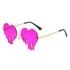 Fashion Unique Love Heart Tear Shape Sunglasses Women Colorful Rimless Eyewear Vintage Clear Ocean Lens Female Sun Glasses