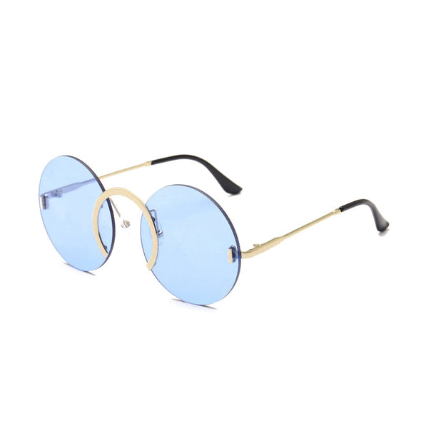 Fashion Unique Nose Ring Round Sunglasses Women Vintage Rimless Clear Ocean Lens Eyewear Men Sun Glasses