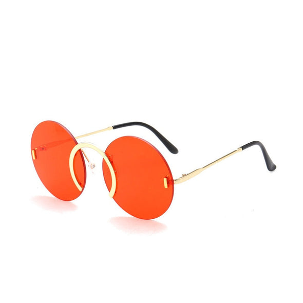 Fashion Unique Nose Ring Round Sunglasses Women Vintage Rimless Clear Ocean Lens Eyewear Men Sun Glasses