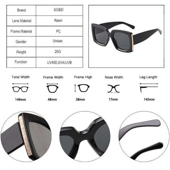 Retro Classic Square Women Fashion Gradient Mirror Eyewear Shades Sun Glasses