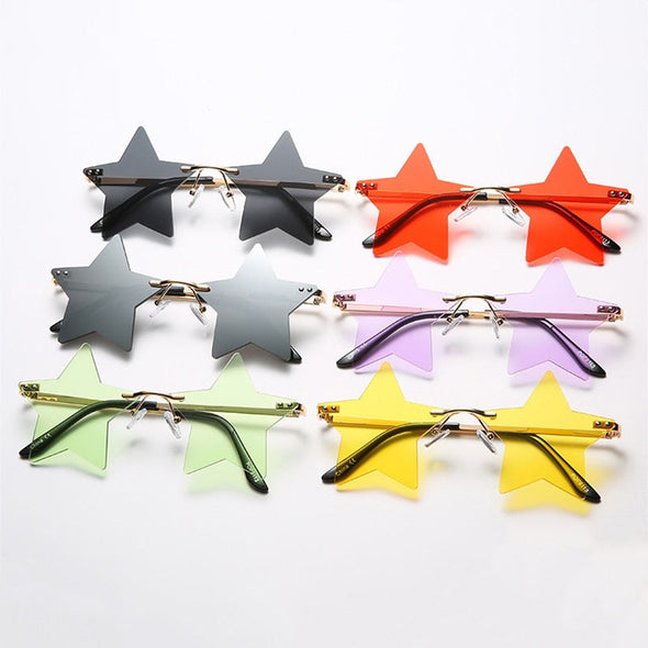 Vintage Unique Star Shape Mirror Rimless Sunglasses Women Fashion Clear Ocean Lens Eyewear Men Trending Sun Glasses Shades