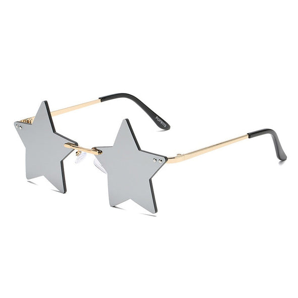 Vintage Unique Star Shape Mirror Rimless Sunglasses Women Fashion Clear Ocean Lens Eyewear Men Trending Sun Glasses Shades