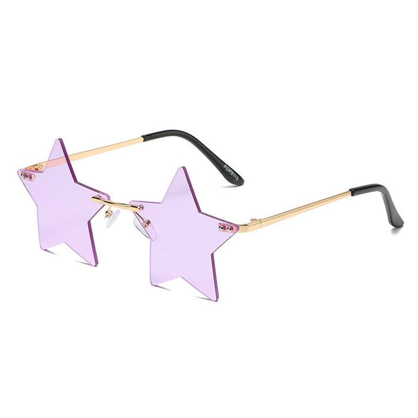 Vintage Unique Star Shape Mirror Rimless Sunglasses Women Fashion Clear Ocean Lens Eyewear Men Trending Sun Glasses Shades