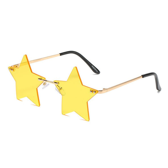 Vintage Unique Star Shape Mirror Rimless Sunglasses Women Fashion Clear Ocean Lens Eyewear Men Trending Sun Glasses Shades