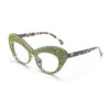 Shiny Cat Eye Anti Blue Light Glasses Rhinestone Decor Oversize Oval Clear Glasses Diamond Crystal Spectacles Optical Frame