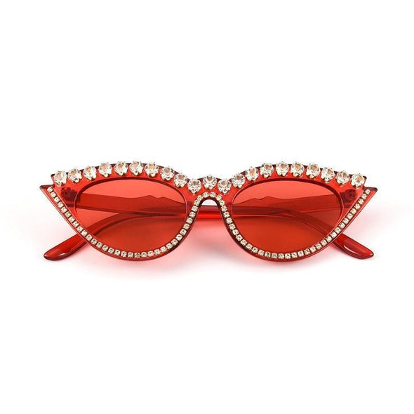 Small Cat Eye Diamond  Fashion Rhinestone Sun Glasses