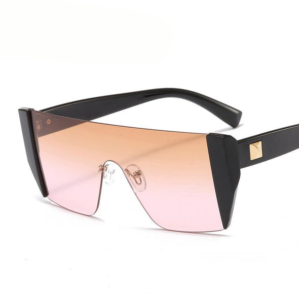 Square Rimless  Luxury Brand Designer  One Piece Oversized Sun glasses