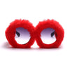 Steampunk Oversized Sunglasses Women Soft Fur Sun Glasses Men UV400 Gradient Goggle Shades Handmade Eyewear