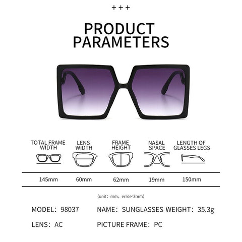 Oversized Women Sunglasses Designer Square Glasses Polarized  Men Fashion Outdoor Travel Driving Shade
