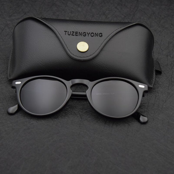 Brand Vintage Designer Polarized Sunglasses For Men Traveling Unisex TR90 Round Sun Glasses Driving Eyewear
