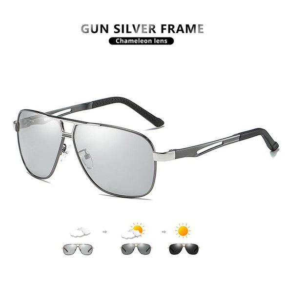 Aluminum Magnesium Square Polarized  Photochromic Sunglasses Men Sun Glasses Military Safety Driving