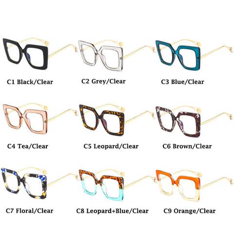 Flower Square Glasses Frames For Women  Trends Luxurious Design Clear Lens Oversize Eyeglasses Fashion Styles