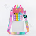 Unicorn Pop Antistress Toys Silicone Push Pop Bubble Bag Unicorn Crossbody Bag Reliver Autism Handbag Coin Pouch Purse for Kids