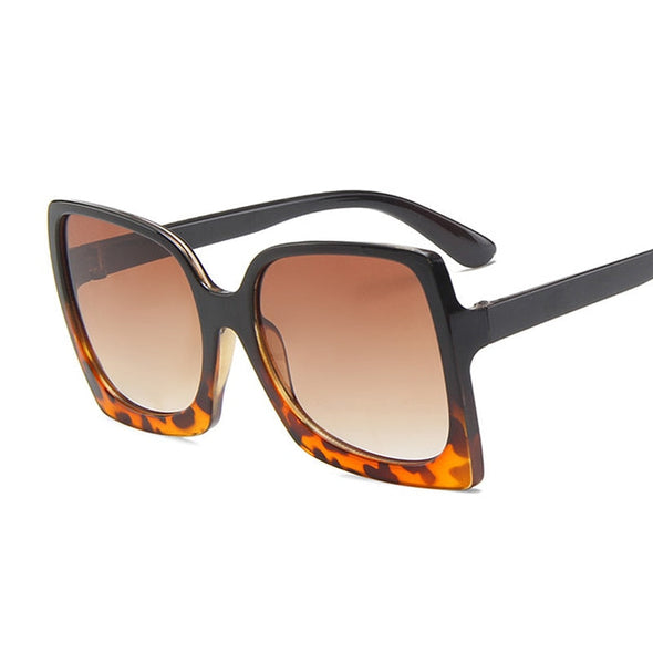 Vintage Big Square Sunglasses Women Black Gradient Oversized Sun Glasses Female Fashion Luxury Brand Mirror Clea