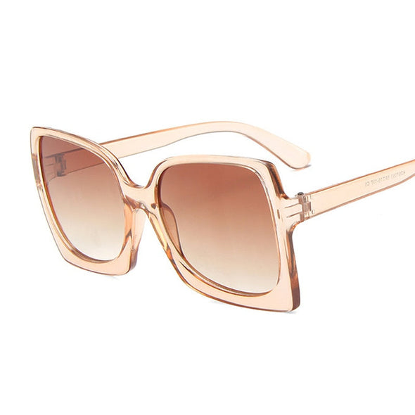 Vintage Big Square Sunglasses Women Black Gradient Oversized Sun Glasses Female Fashion Luxury Brand Mirror Clea