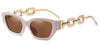 Vintage Cat Eye Sunglasses Small Metal Chain Sunglasses Elegant Eyeglasses Trend Fashion Black Shades