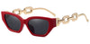 Vintage Cat Eye Sunglasses For Women New Brand Small Metal Chain Sunglasses Elegant Eyeglasses Trend Fashion Black Shades