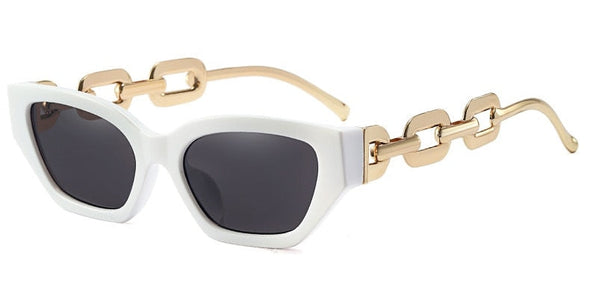 Vintage Cat Eye Sunglasses For Women New Brand Small Metal Chain Sunglasses Elegant Eyeglasses Trend Fashion Black Shades