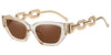 Vintage Cat Eye Sunglasses Small Metal Chain Sunglasses Elegant Eyeglasses Trend Fashion Black Shades
