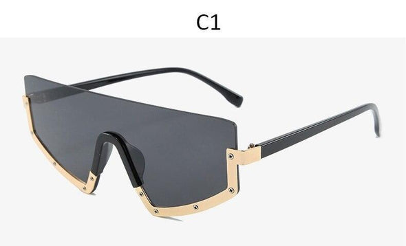 Vintage Luxury Gradient oversized  Women Metal Frame Driving sunglasses