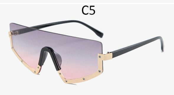 Vintage Luxury Gradient oversized  Women Metal Frame Driving sunglasses