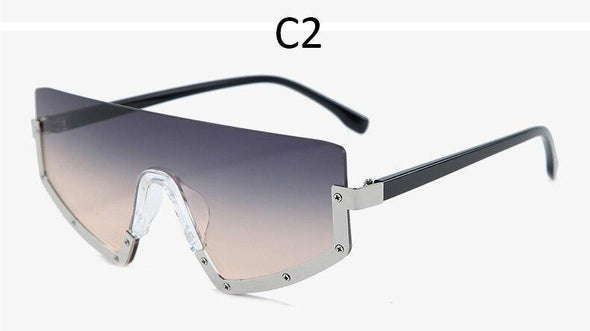 Vintage Luxury Gradient oversized  Women Metal Frame Driving sunglasses