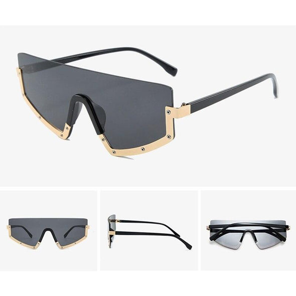 Vintage Luxury Gradient oversized  Women Metal Frame Driving sunglasses