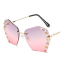 Women Vintage Rimless Designer Rhinestone Big Diamond Bling Eyeglasses