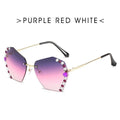 Women Vintage Rimless Designer Rhinestone Big Diamond Bling Eyeglasses