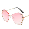 Women Vintage Rimless Designer Rhinestone Big Diamond Bling Eyeglasses