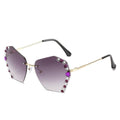 Women Vintage Rimless Designer Rhinestone Big Diamond Bling Eyeglasses