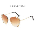 Women Vintage Rimless Designer Rhinestone Big Diamond Bling Eyeglasses