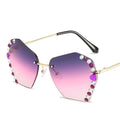 Women Vintage Rimless Designer Rhinestone Big Diamond Bling Eyeglasses