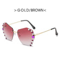 Women Vintage Rimless Designer Rhinestone Big Diamond Bling Eyeglasses