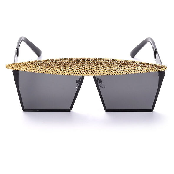 Vintage Square Sunglasses Women Men  Luxury Flat Top Fashion Metal Steampunk Sun Glasses Shades Glasses