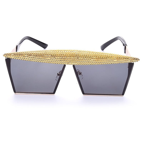Vintage Square Sunglasses Women Men  Luxury Flat Top Fashion Metal Steampunk Sun Glasses Shades Glasses