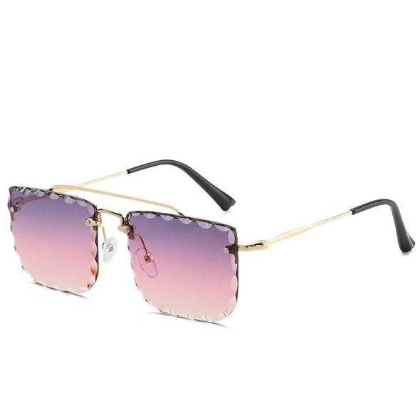 Vintage Women Sunglasses Cutting Lens Gradient Glasses Lace Rectangle Sun Glasses For Ladies Metal Frame Lunette